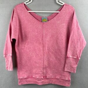 C&C California Pink Mineral Wash Chic Sweatshirt Stretch Top‎ Womens XS USA Made